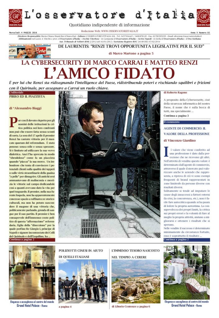 L'osservatore d'Italia edizione del 4 Maggio 2016